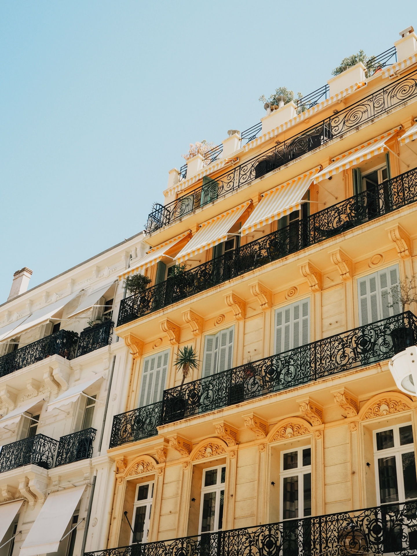 Façade élégante d'un immeuble cannois baigné de lumière